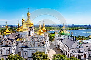 Golden domes of Dormition Cathedral, Kiev, Ukraine