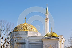 The golden domes of The Turkish Bath pavilion in the Catherine Park.