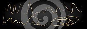 Golden doodle abstract line. Hand drawn curly swishes photo