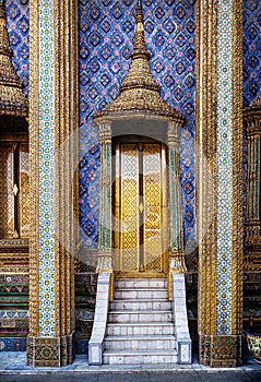 Golden doors of famous temple in Thailand