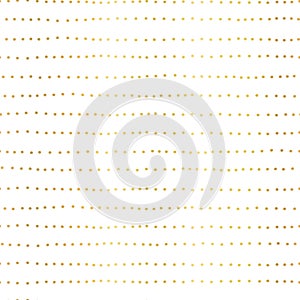 Golden dots lines seamless abstract doodle vector pattern. Repeating striped pattern with wonky lines, hand drawn dots metallic