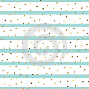 Golden dots pattern on blue striped background.