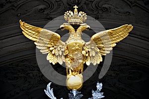 Golden double headed eagle as a russian national emblem