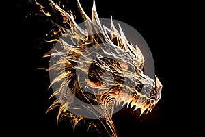 golden dragon emblem on black background. Generative AI, Generative, AI
