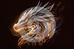 golden dragon emblem on black background. Generative AI, Generative, AI