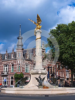 Golden dragon fountain in the city of Den Bosch, the Netherlands