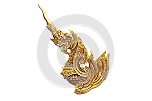 Golden dragon horse statue crafting painting color isolated with white backgrounds, crafting souvenir product in Thailand, graphic