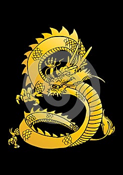 Golden dragon oriental mystical beast