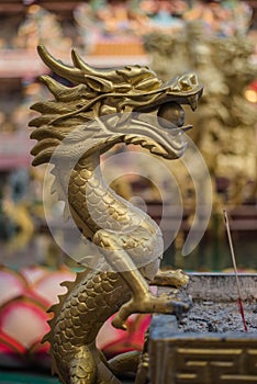 Golden dragon statue in temple