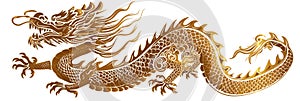 Golden Dragon in Traditional Chinese Style, with clipping path include