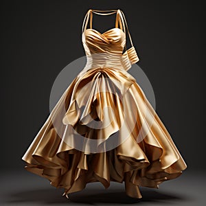 Golden Dress: Hyper Realistic And Glamorous 3d Fashion