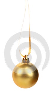 Golden dull christmas ball on white background