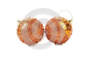 Golden dull christmas balls and beads.