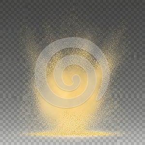 Golden Dust Explosion and Shimmering Glitter Cloud