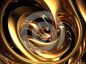 Golden dynamic texture, luxury gold metal texture wave background, liquid background, fluid splash, organic golden curves