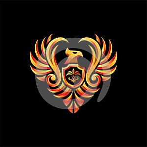 Golden Eagle or phoenix crest shield