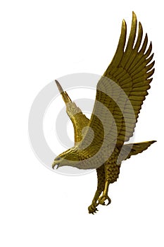 Golden eagle statue with big expanded wings