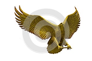 Golden eagle statue with big expanded wings