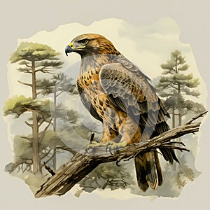 Golden eagle,watercolor