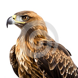 Golden eagle on a white background. Latin — Aquila chrysaetos.