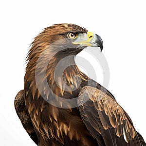 Golden eagle on a white background. Latin — Aquila chrysaetos. A generative AI illustration of a beautiful bird.