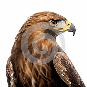 Golden eagle on a white background. Latin — Aquila chrysaetos. A generative AI illustration of a beautiful bird.