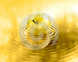 Golden Earth planet gold liquid ripples