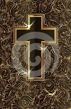 Golden Easter cross vip card, vector