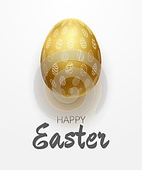 Golden Easter egg with egg pattern. Happy Easter.