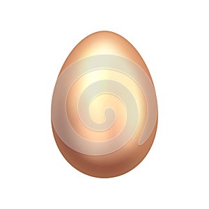 Golden Easter Egg Isolated on White Background. Realistic eggshell. 3d decorative object for easter design. 3D vector