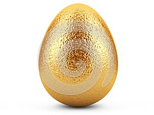 Golden easter egg on white background.
