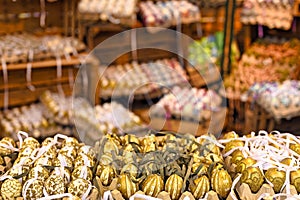 Golden Easter eggs in An Hof Easter market Vienna