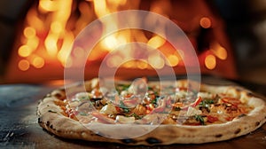 With a golden ed crust and a medley of fresh toppings this woodfired pizza captures the essence of clic Italian cuisine