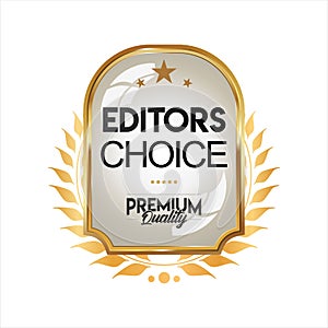 Golden editors choice badge on white background