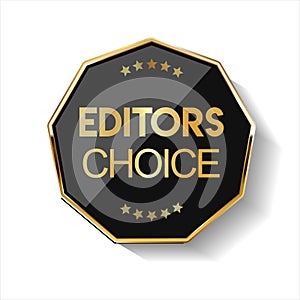 Golden editors choice badge on white background