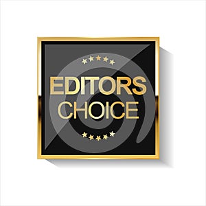 Golden editors choice badge on white background