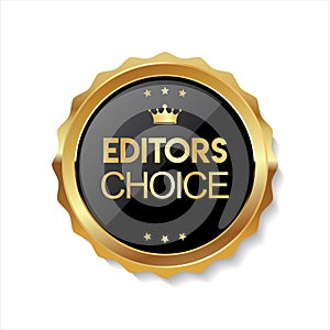 Golden editors choice badge on white background photo