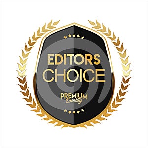 Golden editors choice badge on white background photo