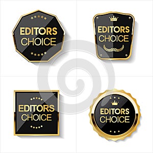 Golden editors choice badge on white background photo