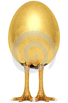 Golden egg with golden chicken feet