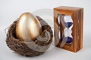 Golden egg and hourglass