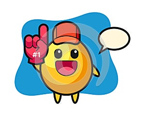 Golden egg illustration cartoon with number 1 fans glove