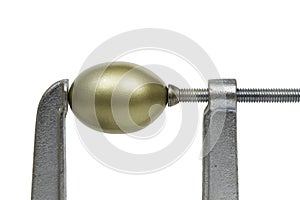 Golden Egg in Metal Clamp