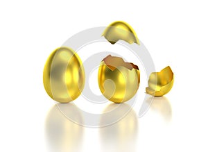 Golden eggs hatched crack opened egg