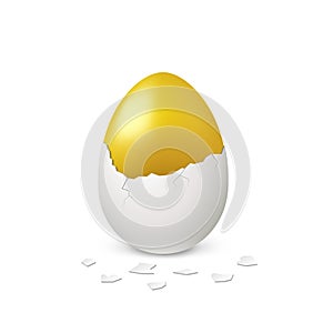 Golden egg in white eggshell