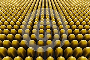 Golden eggs on a black background. 3d render easter background