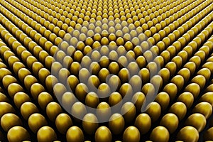 Golden eggs on a black background. 3d render easter background