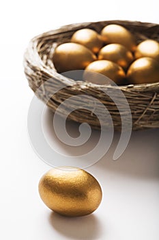 Golden Eggs In Nest