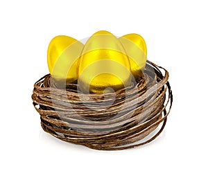 Golden eggs in nest