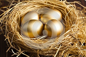golden eggs in a nest to resemble nest egg savings